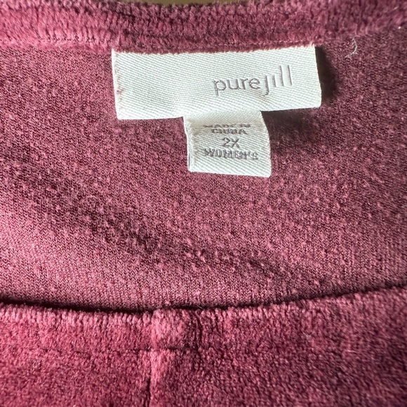 J Jill Pure Jill Collection Burgundy Velour Shift Dress 2x Plus Pima Cotton Soft - Picture 7 of 8